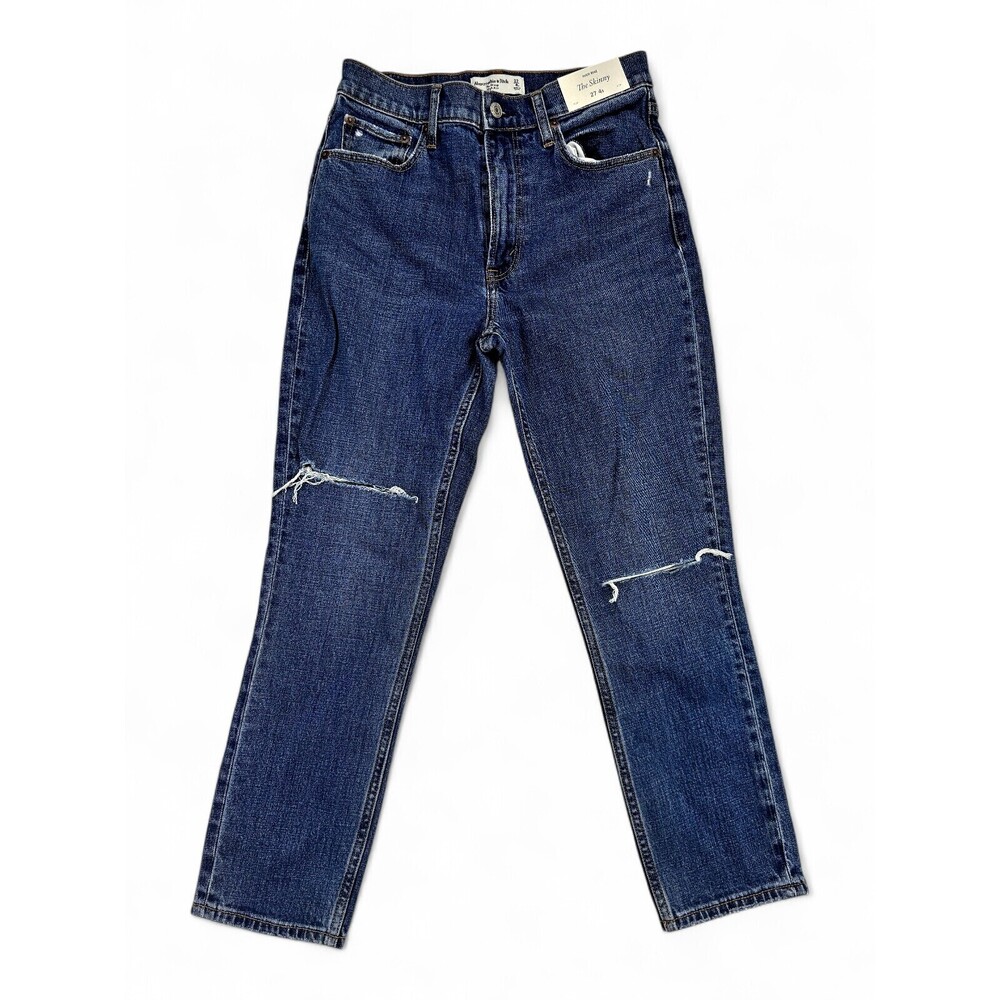 Abercrombie & Fitch The Skinny Distressed Dark Wash Jeans 27